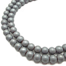 2.0mm Large Hole Silver Hematite Matte Round Beads 8mm 15.5" Strand