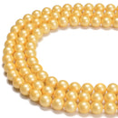 Yellow Shell Pearl Matte Round Beads Size 6mm 8mm 10mm 15.5'' Strand