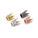 Black Cubic Zirconia Micro Pave King Crown Charm Beads Size 8x12mm 5PCS/Bag