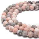 2.0mm Large Hole Pink Zebra Jasper Matte Round Beads 6mm 8mm 10mm 15.5'' Strand