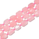 Rose Quartz Faceted Octagon Rectangle Shape Beads Size 10x12mm 15.5'' Strand