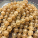 yellow quartz smooth round beads