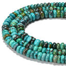 Natural Turquoise Smooth Rondelle Beads 8-9mm 9-10mm 10-11mm 12-13mm 15.5''Strand
