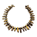 Black Gold Plated Agate Irregular Slab Slice Stick Points Beads 25-30mm 15.5" Strand