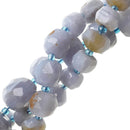 blue lace agate faceted nugget chunk beads 