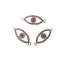 evil eye charm silver plated copper with micro pave pink zircon