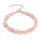 Rose Quartz Nugget Beaded Bracelet Silver Plated Clasp Size 5-8mm 7.5" Length