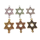 star of david pendant gold silver plated copper micro pave rhinestone