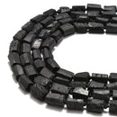 natural black tourmaline rough faceted tube beads