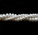 White Freshwater Pearl Rondelle Button Beads 3x5mm 4x6mm 5x7mm 5x8mm 15.5"Strand