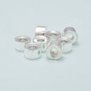 925 Sterling Silver Large Hole Rondelle Beads Size 6.5x11mm 2pcs per Bag