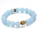aqua dyed quartz bracelet gold hematite buddha matte round