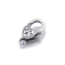 925 Sterling Silver Anti-Silver Claw Pattern Heart Clasp 6.5x10mm 3 Pcs Per Bag