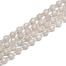 White Rainbow Moonstone Prism Cut Double Point Faceted Round Size 6mm 15.5'' Str