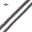 Rainbow Plated Hematite Matte Round Beads Size 3mm 4mm 15.5" Strand