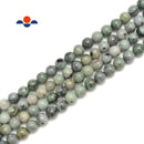 Natural Green Spotted Jade Smooth Round Beads Size 6mm 8mm 10mm 15.5" Strand