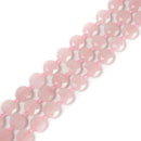 Rose Quartz Hexagram Cutting Faceted Coin Beads Size 12mm 15.5'' Strand