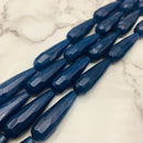 sapphire blue quartz faceted teardrop beads