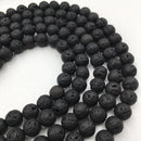 natural black lava rock stone round beads