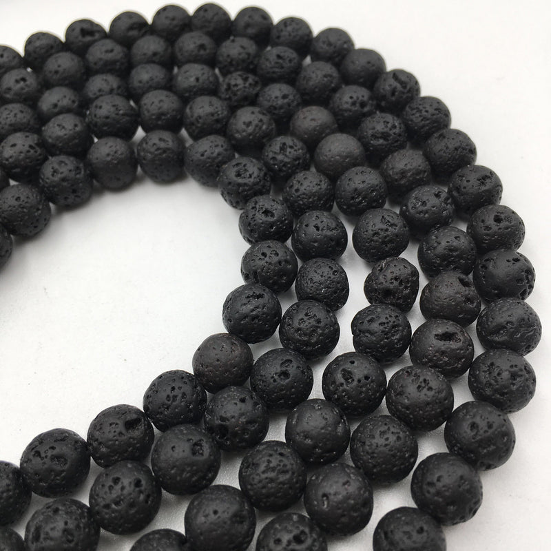 natural black lava rock stone round beads 