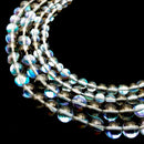 Black Blue Mystic Aura Mermaid Glass Smooth Round Beads 6mm 8mm 10mm 12mm 15.5"Strand