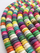 multi color howlite turquoise smooth rondelle beads