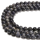 Natural Dark Blue Iolite Smooth Round Beads Size 6mm 8mm 10mm 15.5'' Strand