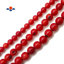 Red Irregular Bamboo Coral Smooth Round Beads Size 6mm 7mm 8mm 15.5" Strand