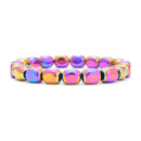Rainbow Plated Hematite Nugget Chunk Bracelet Beads Size 8x10mm 7.5'' Length