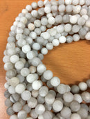 white agate matte round beads