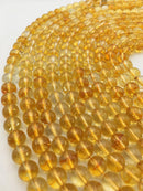 citrine colored quartz smooth round beads