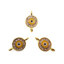 round evil eye charm gold silver plated copper micro pave zircon