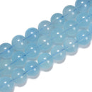 High Quality Natural Aquamarine Smooth Round Beads Size 5mm 6mm 8mm 15.5'' Strd