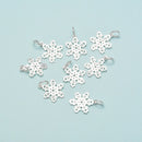 925 Sterling Silver Snow Flake Charm Pendant Size 13mm 6pcs per Bag