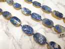 sodalite oval bezel slab gold leaf edge beads