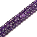 Natural Amethyst Faceted Square Dice Cube Beads Size 6-7mm 15.5" Strand