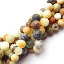natural xiuyan flower jade matte round beads