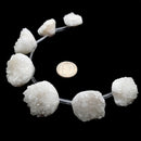 White Druzy Snow Quartz Cone Flower Drop Geode Beads 16-20mm 7pcs