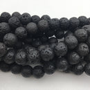 natural black lava rock stone round beads