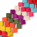 Multi Color Howlite Turquoise Diagonal Drilled Square Beads 10mm 13mm 15.5''