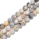 Dendritic White Opal Smooth Round Beads 6mm 8mm 10mm 15.5" Strand