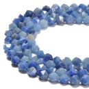 Natural Blue Aventurine Faceted Star Cut Beads Size 8mm 15.5" Strand