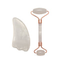 Clear Quartz Face Massage Roller Tool & Gua Sha Facial Massager Stone Box Set