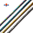 Gray/Gold/Blue/Rainbow Hematite Smooth Hexagon Cube Beads 3x3mm 15.5"Strand