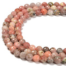 Plum Blossom Jasper Hard Cut Faceted Round Beads Size 6mm 8mm 10mm 15.5'' Strand