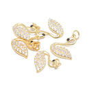 Gold Plated Sterling Silver Swan Charm with CZ Size 11×13mm 3 PCS Per Bag