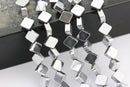 silver gold copper gray hematite flat square diamond beads