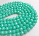 teal green quartz smooth round beads