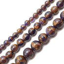 Purple & Copper Impression Jasper Smooth Round Beads 4mm 6mm 8mm 10mm 15.5" Strand