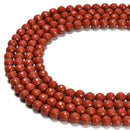 Natural Red Jasper Hard Cut Faceted Round Beads Size 6mm 10mm 15.5'' Strand